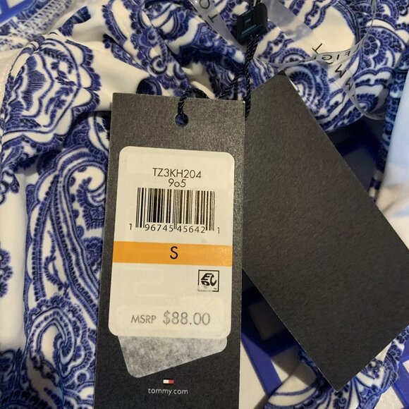 Tommy Hilfiger Halter Tankini Top Womens Small Provence Blue Paisley Print Beach - Picture 3 of 5